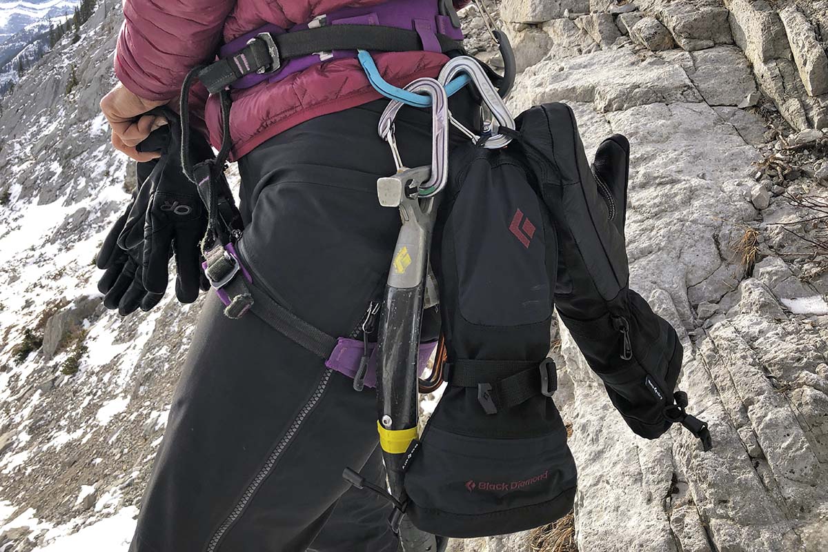 Winter gloves (Mercury mitts on ice climbing harness)